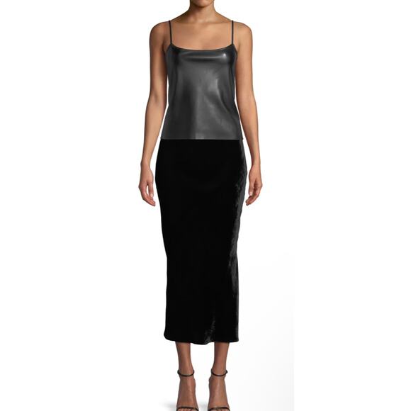 THEORY Bedford Skinny Tank Top in Faux Leather Color Black Size Large - Picture 3 of 9